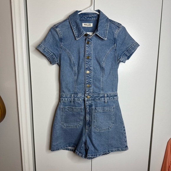 Rolla’s Sailor Denim Romper in Mid Blue - Small NWT - Picture 4 of 11